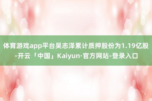 体育游戏app平台吴志泽累计质押股份为1.19亿股-开云「中国」Kaiyun·官方网站-登录入口